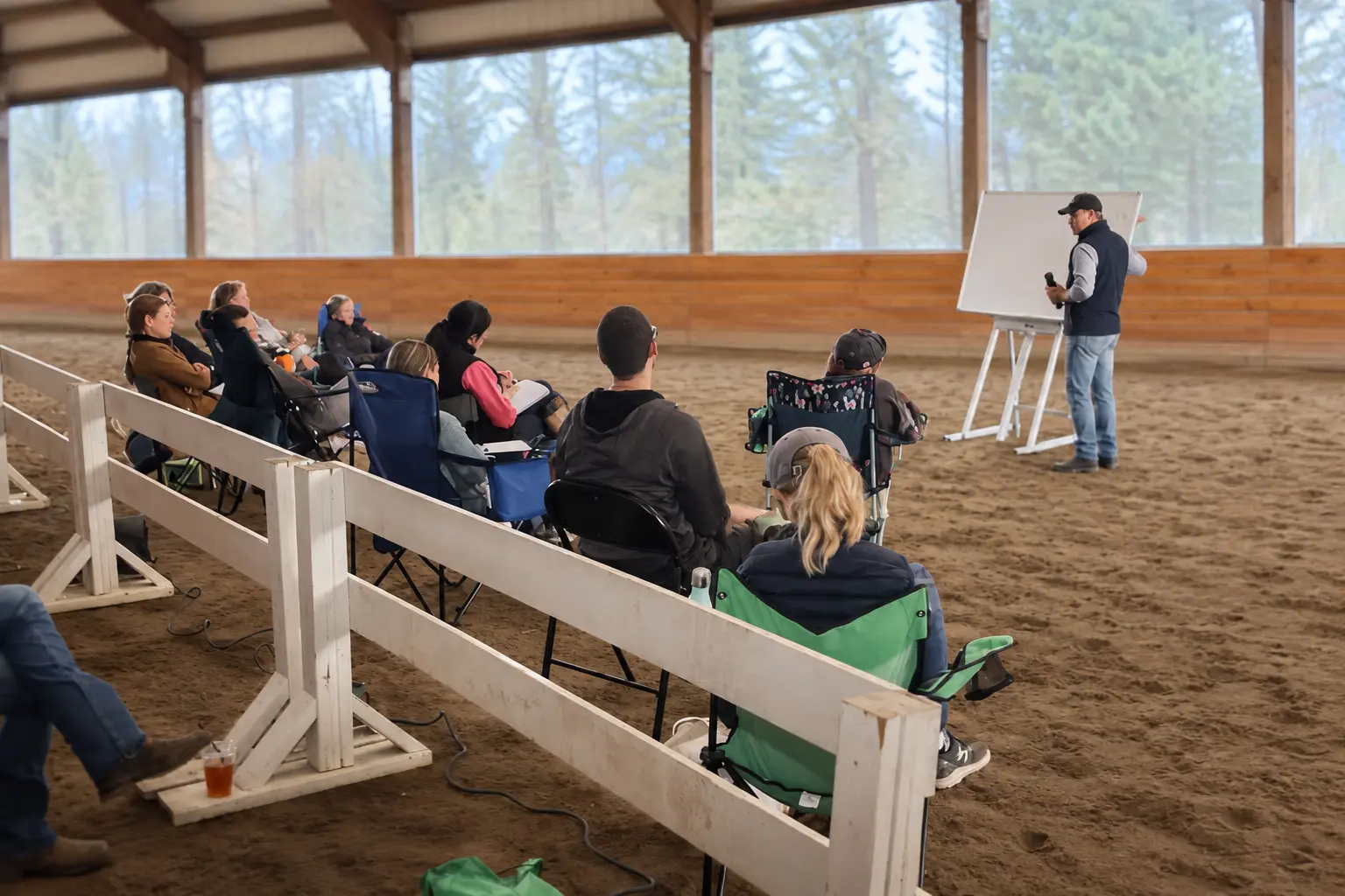 Biomechanics clinician teaching riders and equine professionals at Seven Hills Training in Monroe, Washington