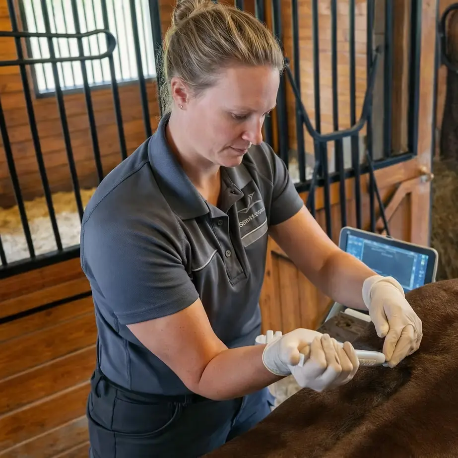 Dr. Beth Byles providing veterinary care at Seven Hills