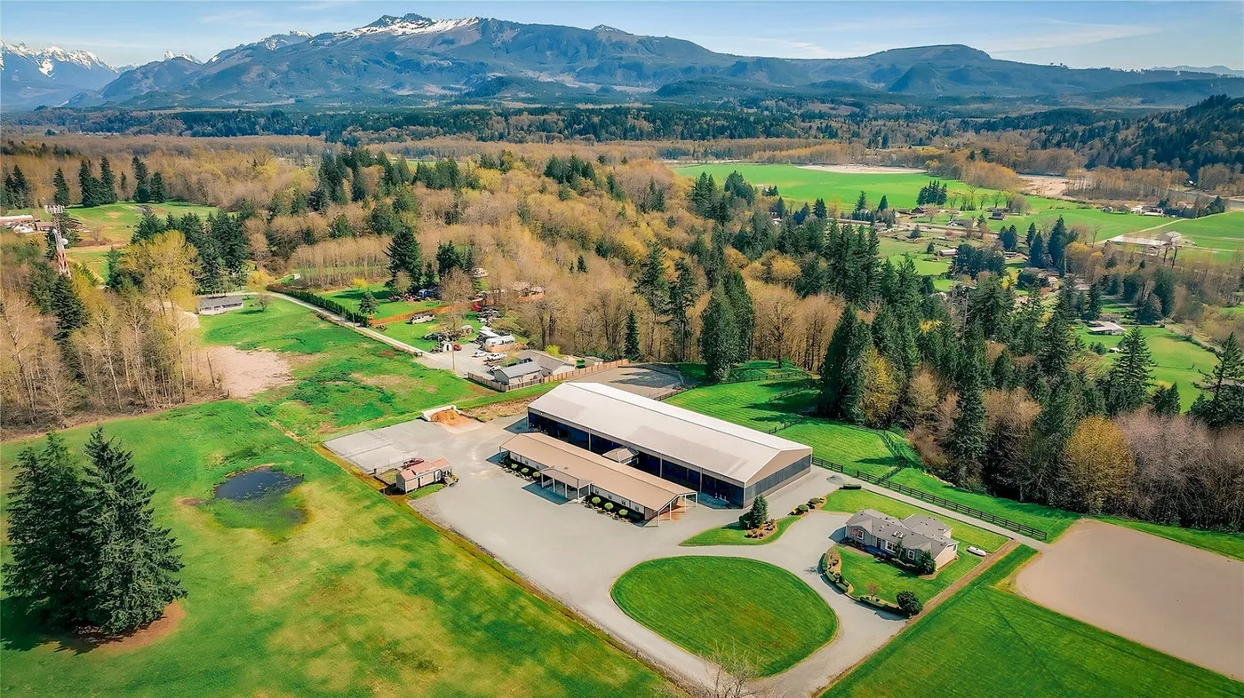 Aerial view of the Seven Hills property